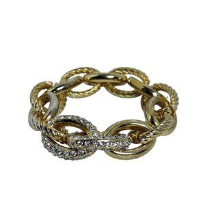 Chunky Gold Tone And Clear Rhinestone Cable Chain Stretch Bracelet (5803)